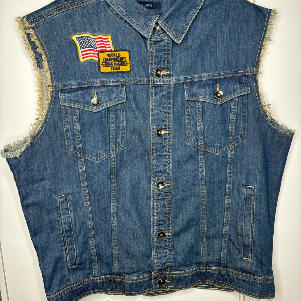 American Rag Men's drag racing denim vest size X-Large